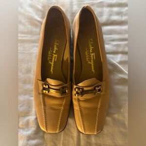 Salvatore Ferragamo Brown Leather Slip-On Loafers